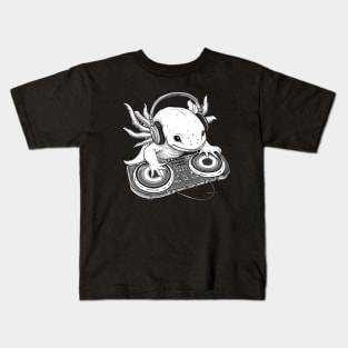 Tiny DJ Axolotl - Awesome Salamander Amphibian Kids T-Shirt